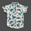 All Over Floral Printed Boys Shirt Off White Blue