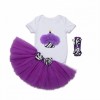 White and Purple Baby Romper Dress With Headband