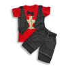 Boys Airplane Printed Koti T-shirt & Pant Set Red