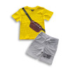 Boys Bag Printed T-shirt & Pant Set Yellow