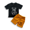 Boys Bear Printed T-shirt & Pant Set Black