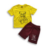 Boys Bear Printed T-shirt & Pant Set Yellow