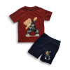 Boys Boom Panda Printed T-shirt & Pant Set Red