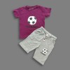 Boys Football Printed Magenta T-shirt & Pant