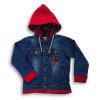 Boys Hoodie Style & Printed Denim Jacket with Red Rib