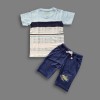 Boys Light & Navy Blue Striped T-shirt & Pant