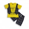 Boys Party T-Shirt & Pant Set  with Koti Blue Check Mama Print