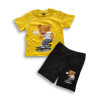 Boys Skating Panda Printed T-shirt & Pant Set Yellow