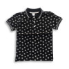 Boys Stylish All Over Printed Polo Shirt Black