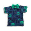 Boys Stylish Printed Polo Shirt Blue & Green Rib
