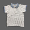 Boys Stylish Printed Polo Shirt White & Blue Rib