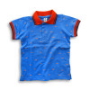 Boys Stylish Shark Printed Polo Shirt Blue & Orange Rib
