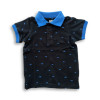Boys Stylish Shark Printed Polo Shirt Deep Blue & Blue Rib