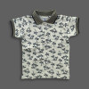 Boys Stylish Tree Printed Polo Shirt Off-White & Multicolor Rib