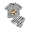 Boys Tiger Printed Contrast T-shirt & Pant Set Ash