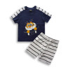 Boys Tiger Printed Contrast T-shirt & Pant Set Blue