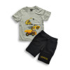 Boys Truck Printed T-shirt & Pant Set Ash