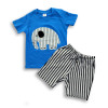 Cute Elephant Printed T-shirt & Pant Set French Blue