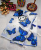 Digital Butterfly Printed Chandni-Silk Saree Blue
