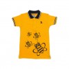 Fashionable Boys' Short Sleeve Polo  T-shirt Honeybee Print_Deep Yellow