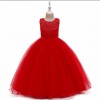 Floor touch Stylish Red Party Dress  for Girls