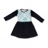 Full Sleeve Knitted Frock for  Kids Cream & Black Print