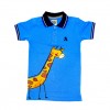 Giraffe Print Stylish Boys'  Summer Stylish Polo T-shirt_Sky Blue