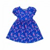 Girls’ Cotton Knitted Summer Frock Floral Print Royal Blue