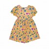 Girl's Cotton Knitted Frock  Floral Print Yellow
