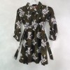 Girls Floral Print Full Sleeve Winter Frock Olive