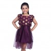 Girls Floral Print Linen  Party Frock Maroon