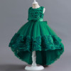 Girls Imported Floor Touch Party Dress Green