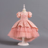 Girls Imported Floor Touch Party Dress Pink