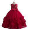 Girls Imported Party Dress Red Wine