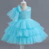 Girls Imported Party Dress Sky Blue