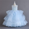 Girls Imported Party Dress Sky Blue
