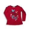 Girls Sequence Work Butterfly & Printed Full Sleeve T-Shirt Raspberry Red