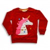 Girls Unicorn Sequence Glitter & Printed Sweatshirt Red