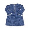 Girls' Winter Full Sleeve Denim Frock Kushikata Lace Navy Blue All Over Print