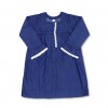 Girls' Full Sleeve Denim Frock Kushikata Lace Navy Blue