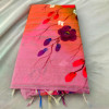 Hand Painted Floral Half-Silk Saree Pink