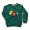 Happy Embroidery Sweatshirt for Boys & Girls Green