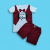 It's Cool to be Kind Boys Ash T-shirt & Pant with Maroon Koti