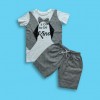 It's Cool to be Kind Print Boys Ash T-shirt & Pant with Pencil Koti