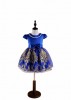 Short Sleeve Blue Rayon Polyester Dress