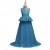 Girls Imported Floor Touch Party Dress Blue
