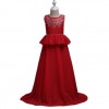 Girls Imported Floor Touch Party Dress Red