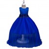 Big Girls Princess Lace Trailing Dresses Royal Blue