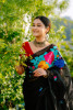 Semi-Muslin Multicolor Embroidery Saree Black