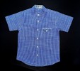Sky Stripe Band Collar Contrast & Pocket Design Short Sleeve Boys Shirt